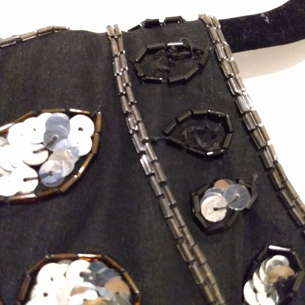 Lawrence Kazar Vintage Sequin and beaded Silk Top 2X - Picture 7 of 9